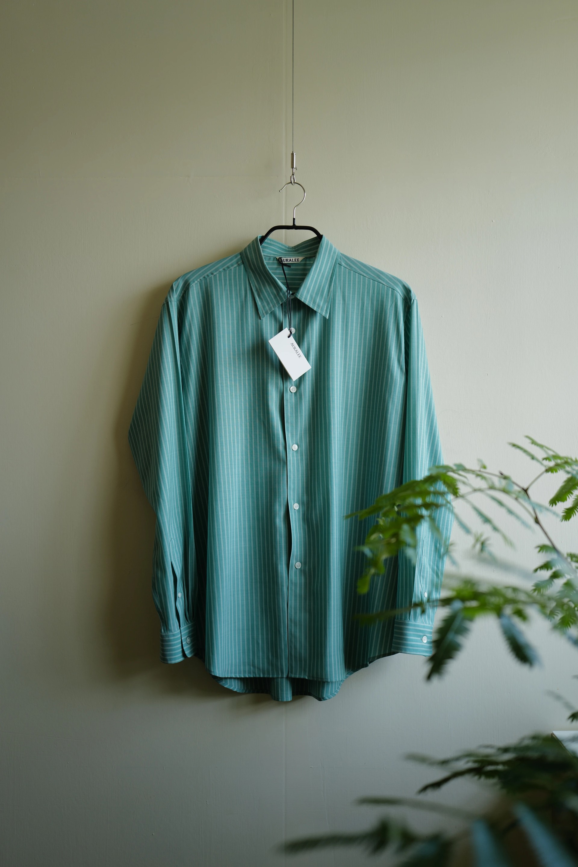 AURALEE Super Fine Wool Stripe Shirt — 1