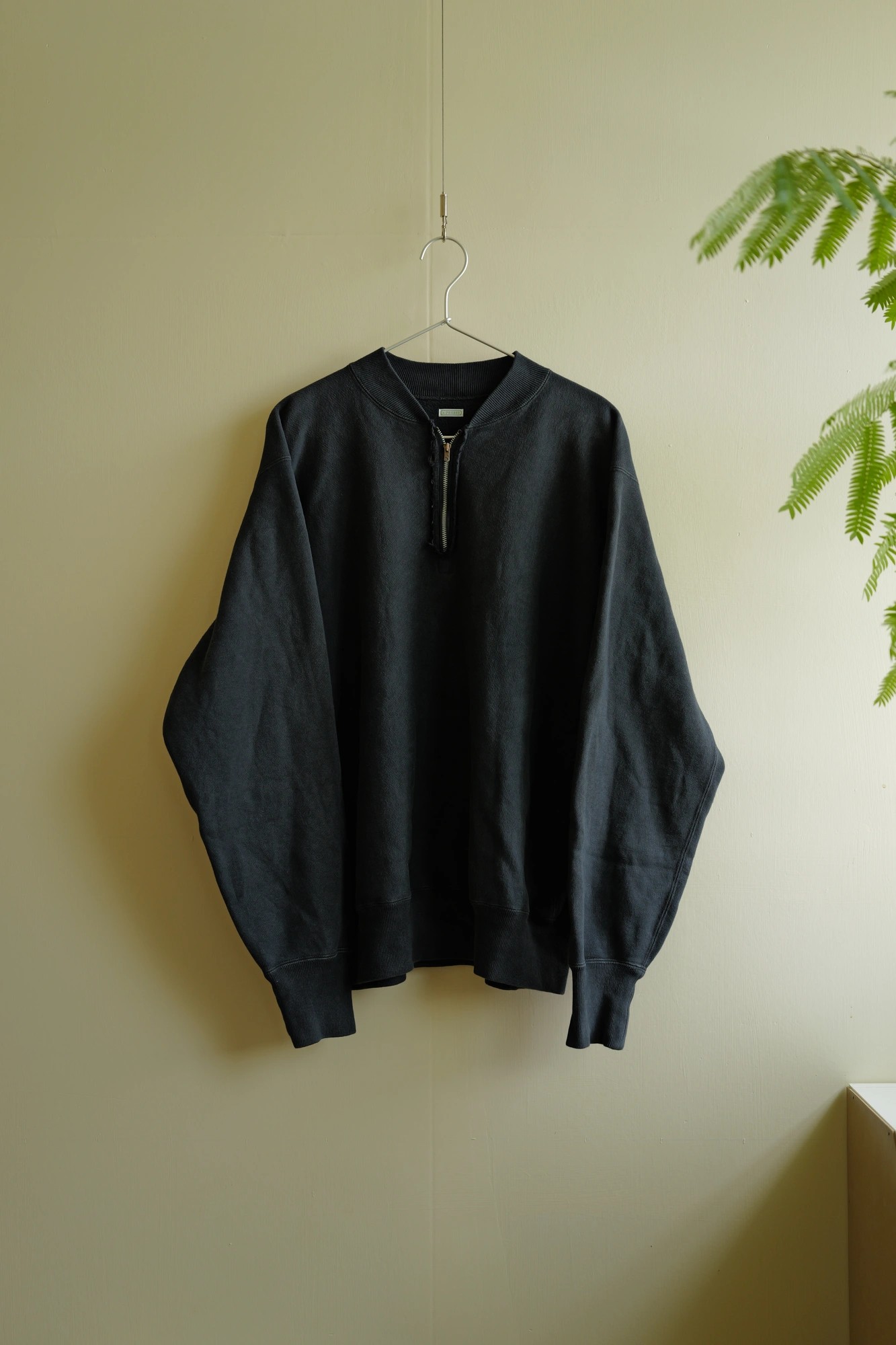 A.PRESSE Vintage Half Zip Rib Collar Sweatshirt