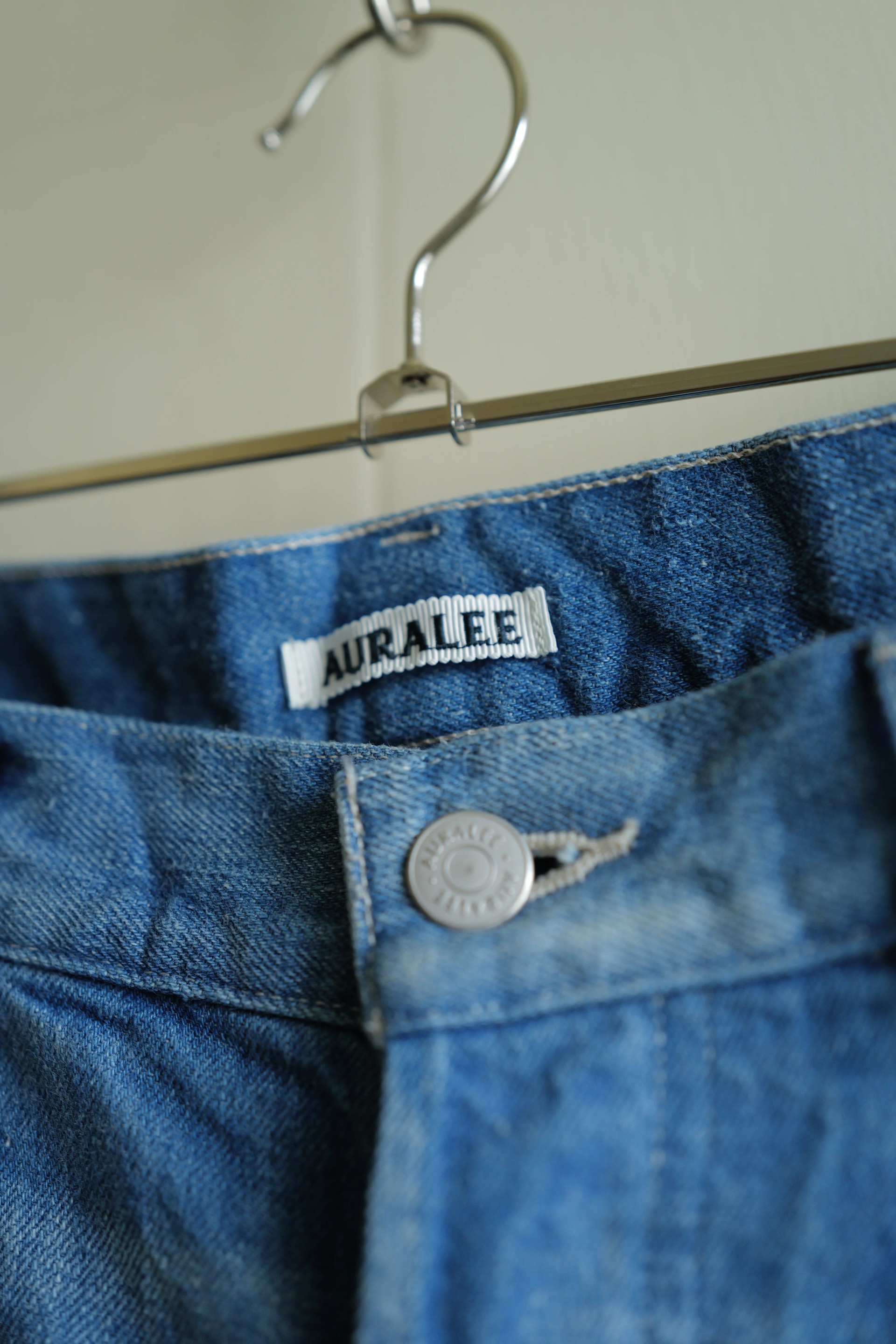 AURALEE Selvedge Faded Light Denim Wide Pants — 3
