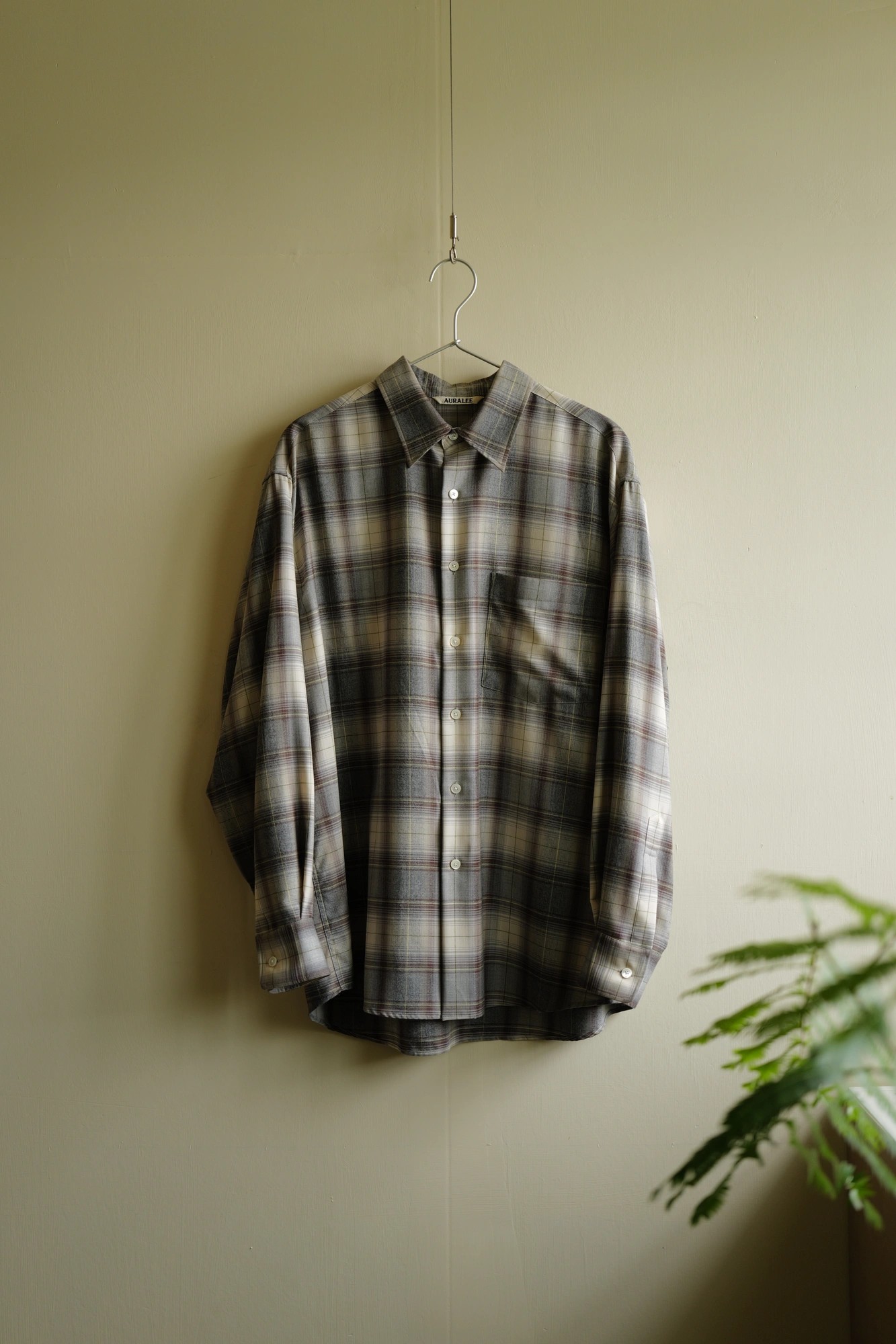 AURALEE SUPER LIGHT WOOL CHECK SHIRTS