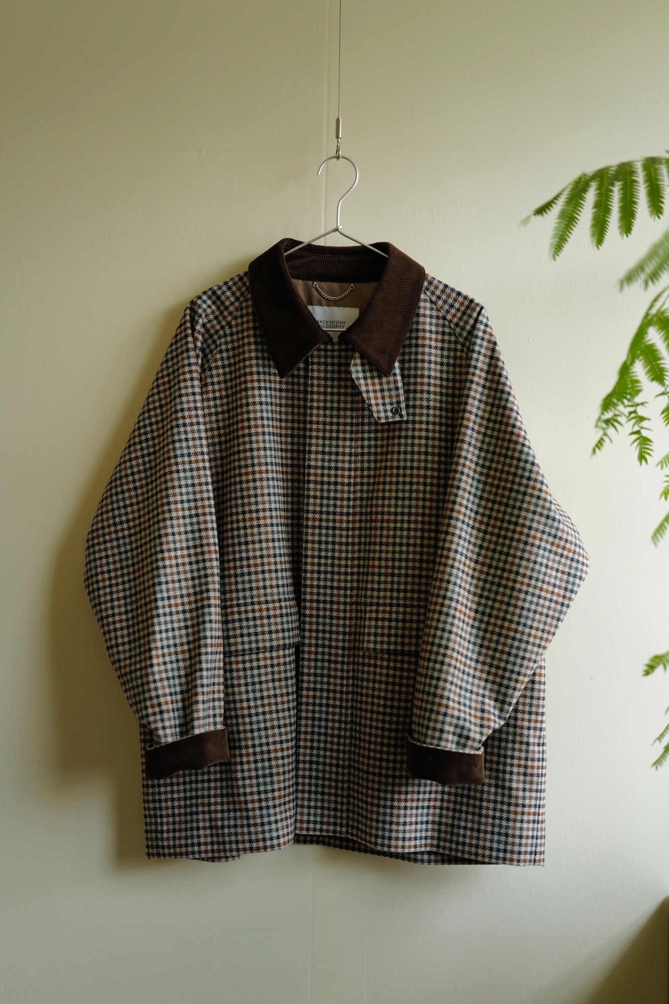 MACKINTOSH PHILOSOPHY Wool Check Short Raglan Outer Tweed Jacket — 1
