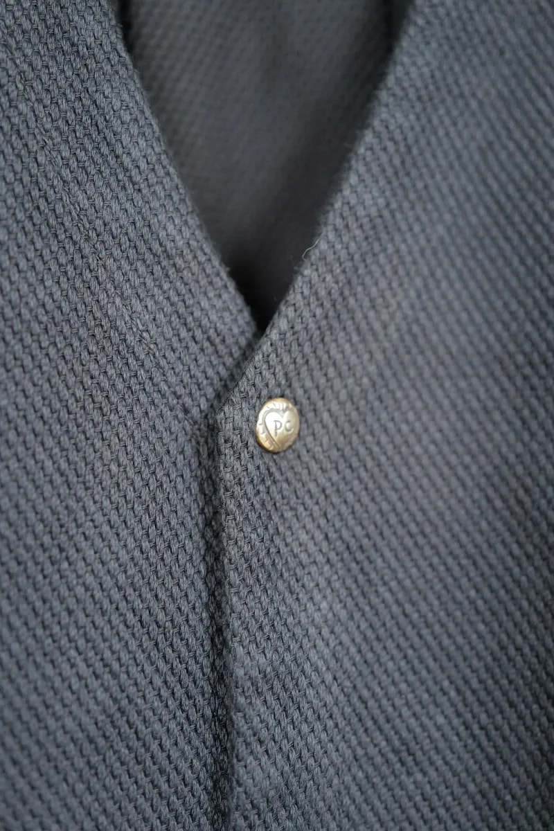 Porter Classic KENDO NO COLLAR SHIRT JACKET w/Silver Buttons — 2
