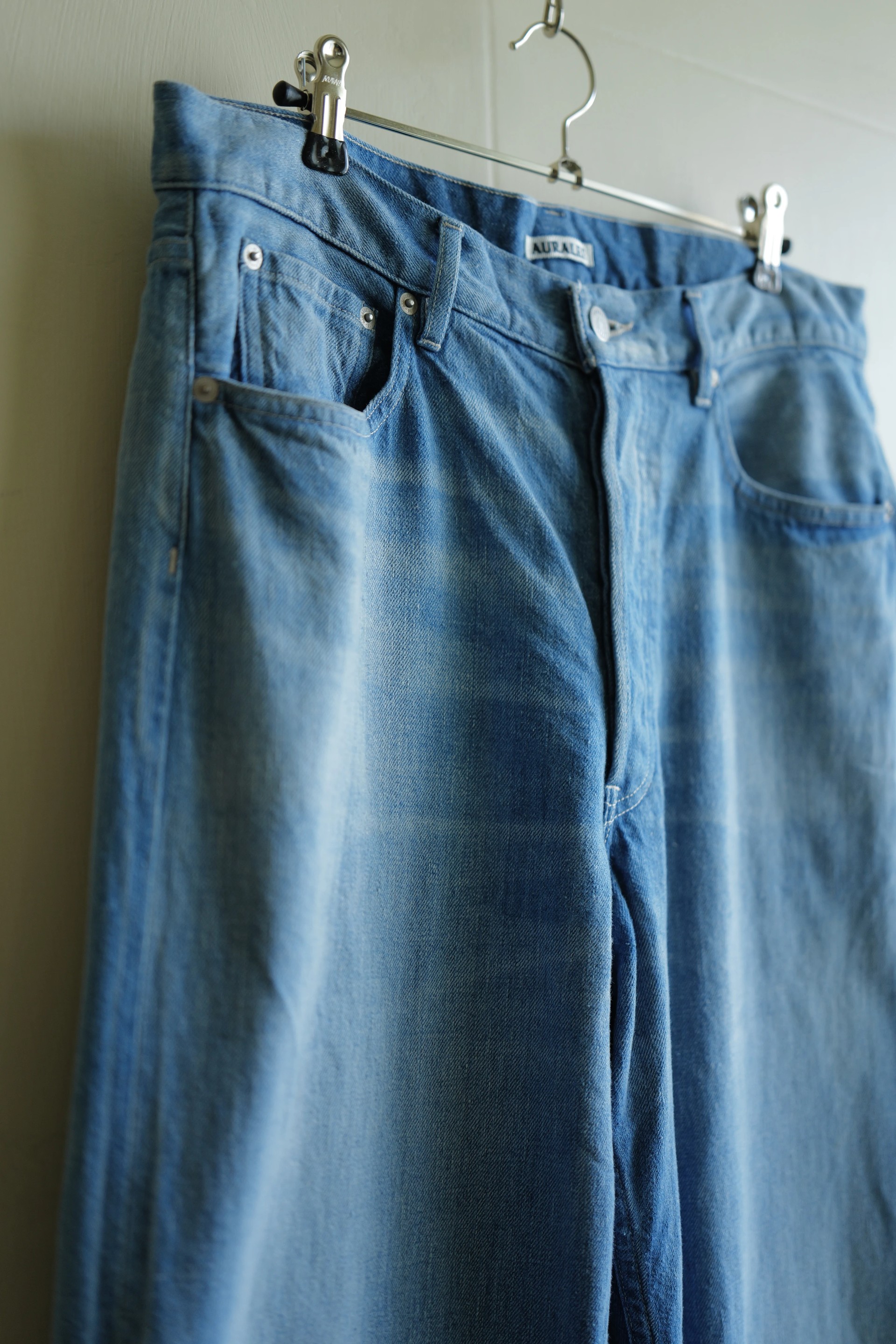 AURALEE Selvedge Faded Light Denim Wide Pants — 2