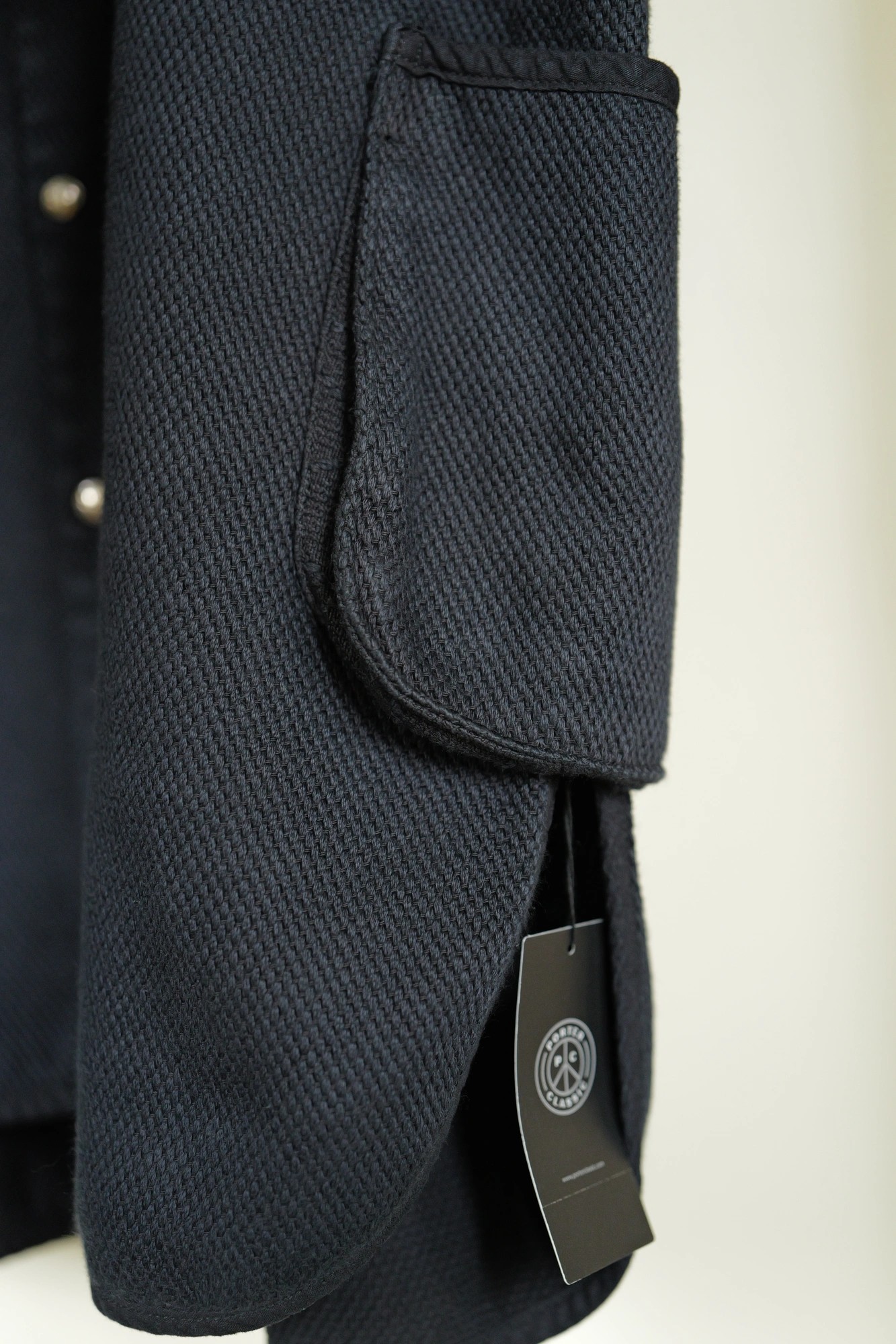 Porter Classic KENDO NO COLLAR SHIRT JACKET w/Silver Buttons — 4