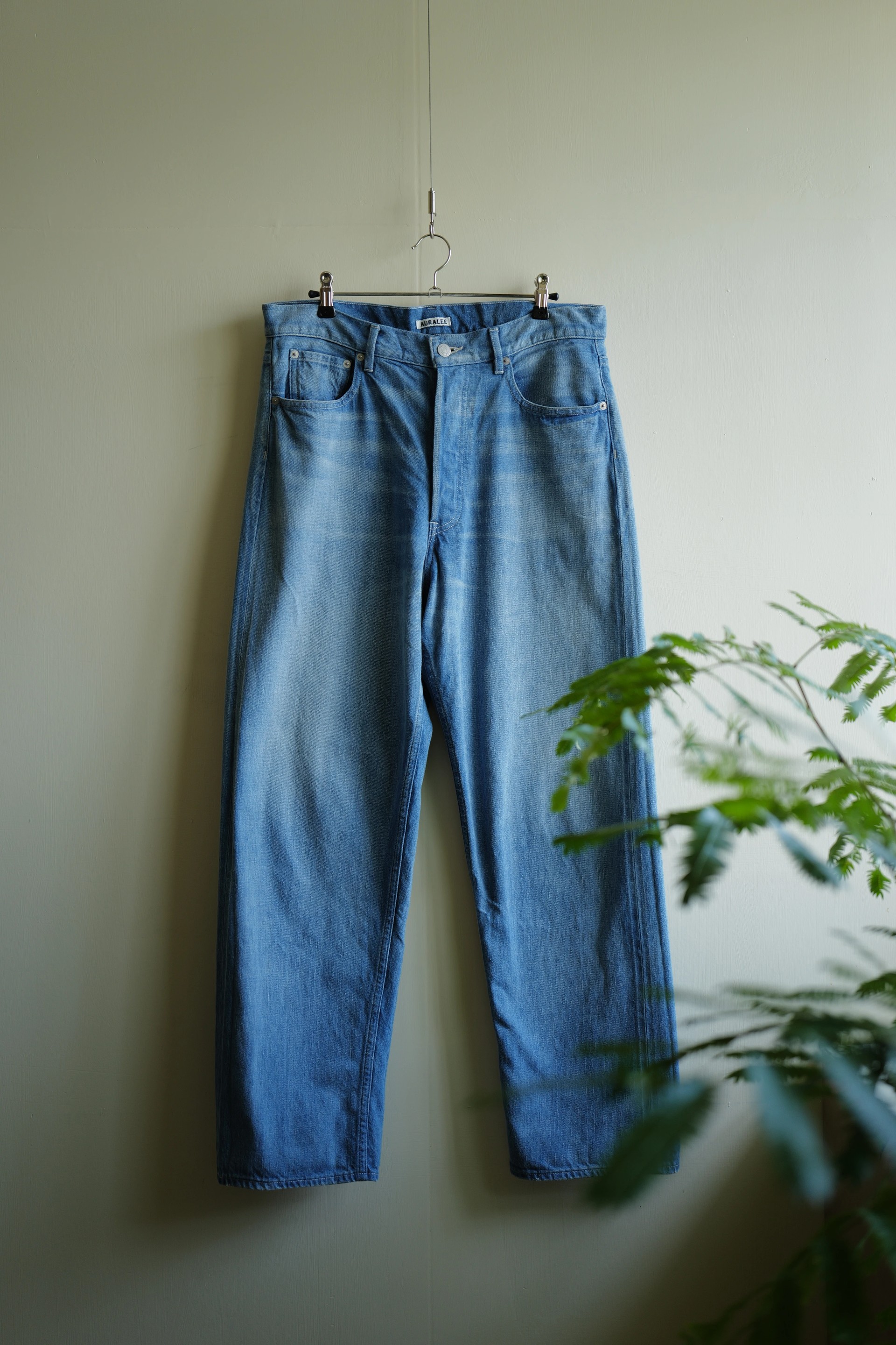 AURALEE Selvedge Faded Light Denim Wide Pants — 1