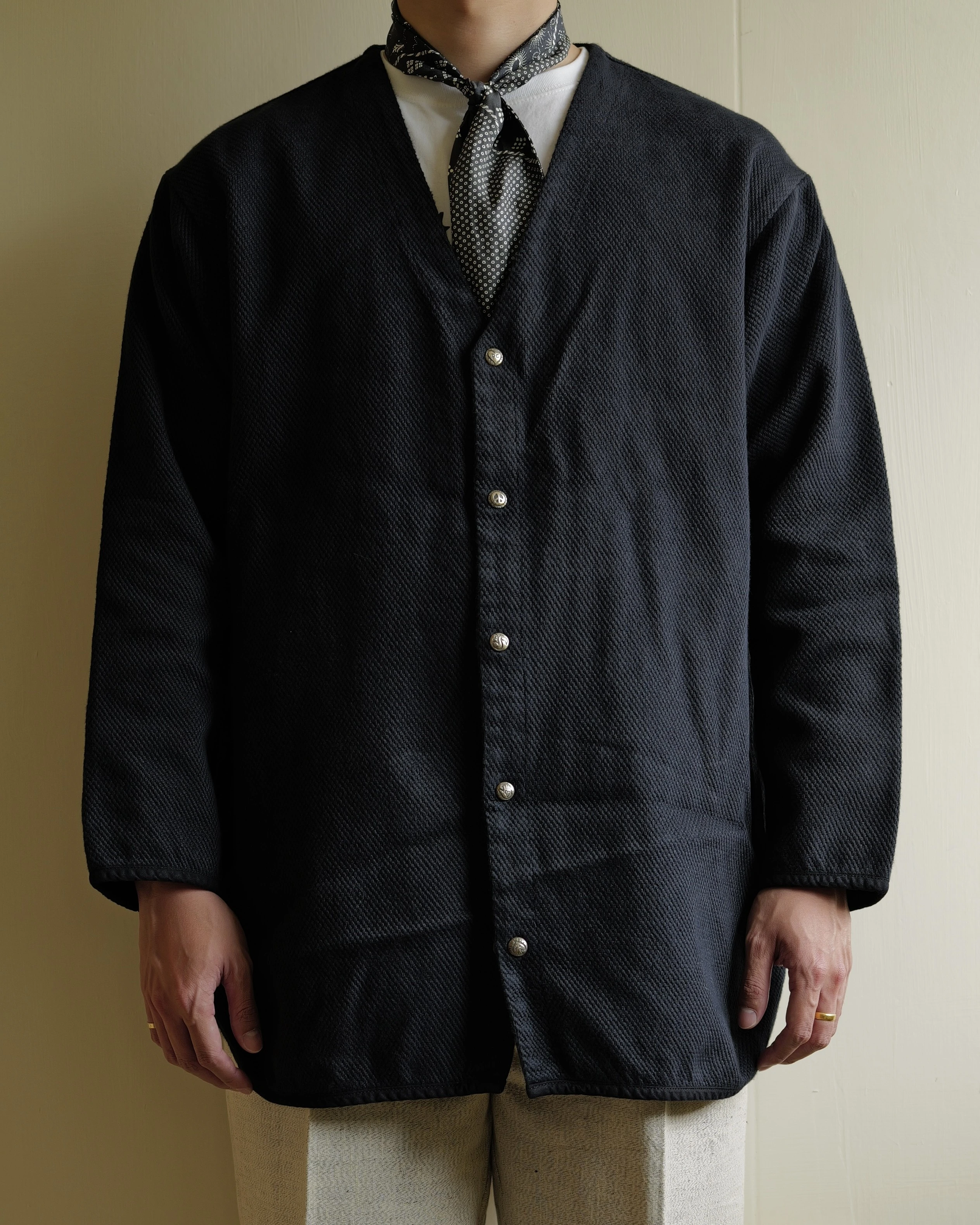 Porter Classic KENDO NO COLLAR SHIRT JACKET w/Silver Buttons